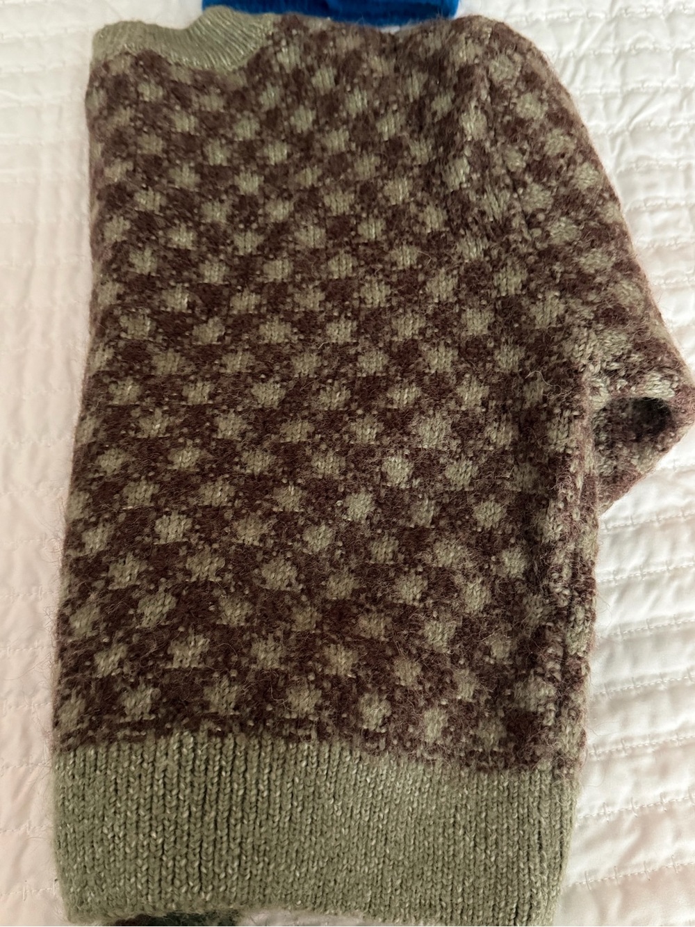 Zara Olive & Brown Diamond-Pattern Bomber Cardigan Jacket - Picture 5 of 5